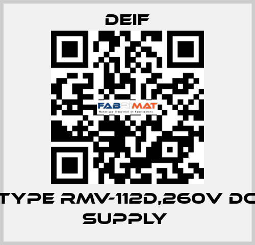 TYPE RMV-112D,260V DC SUPPLY  Deif