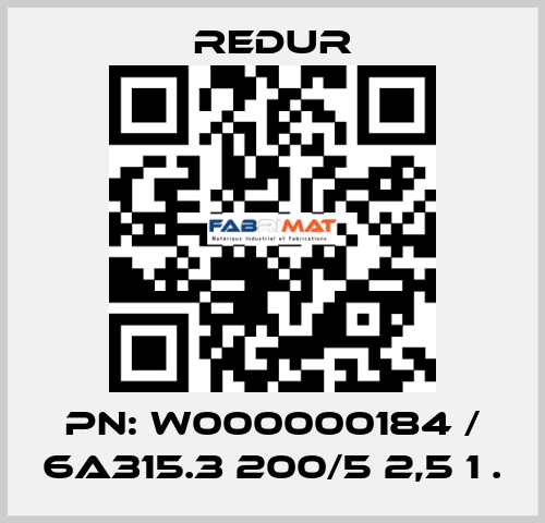 PN: W000000184 / 6A315.3 200/5 2,5 1 . Redur