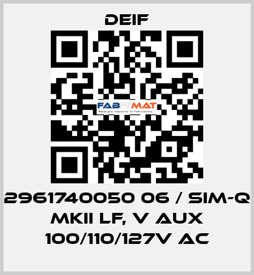 2961740050 06 / SIM-Q MKII LF, V aux 100/110/127V AC Deif