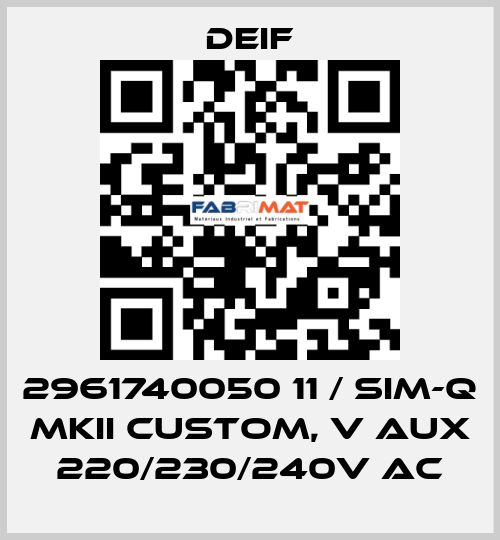 2961740050 11 / SIM-Q MKII CUSTOM, V aux 220/230/240V AC Deif