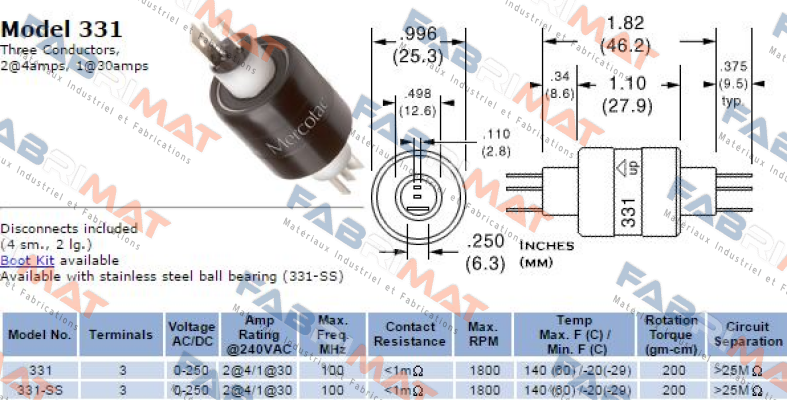 LM03-03310-S0 , Type 331-VA  Mercotac