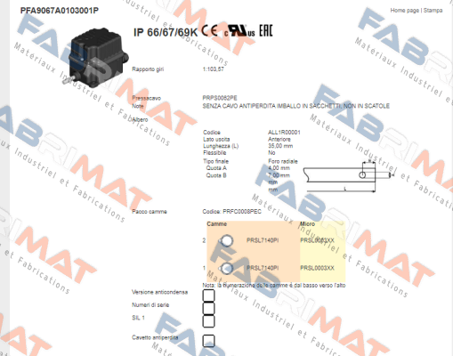 PFA9067A0103001P Ter Tecno Elettrica Ravasi