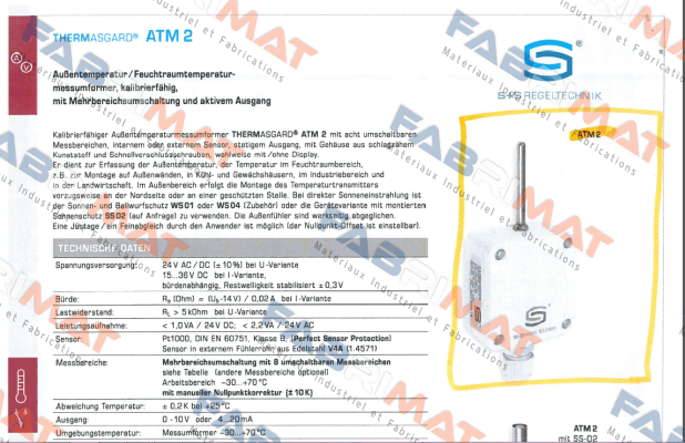 ATM2-U (p/n 1101-1141-0009-900) S+S REGELTECHNIK