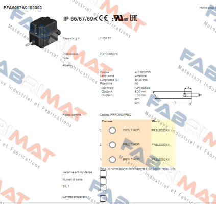 PFA9067A0103003 Ter Tecno Elettrica Ravasi