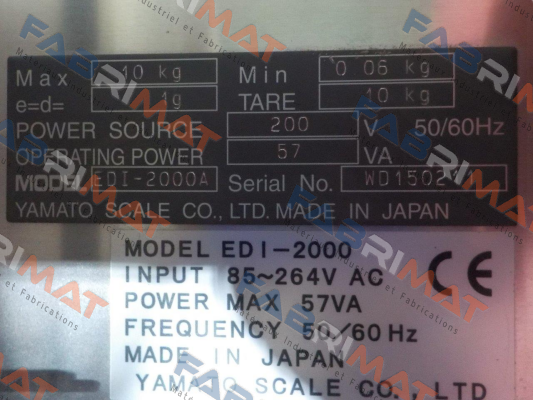 EDI-2000A, S/N:WD150211, YAMATO