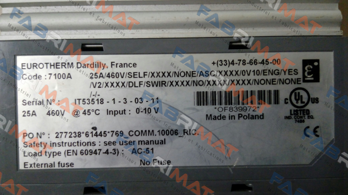 7100A obsolete/replacement EPACK-1PH/25A/500V/V2/XXX/TCP/XXX/XXXXX/HSP-25 Eurotherm