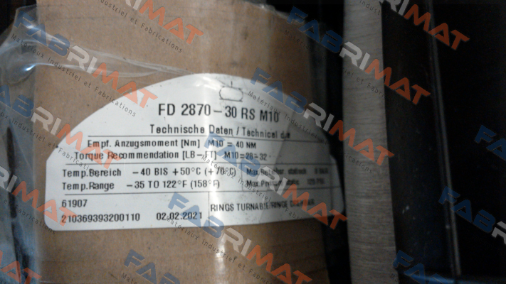 P/N:115265; Type:FD2870-30 RS M10 Contitech