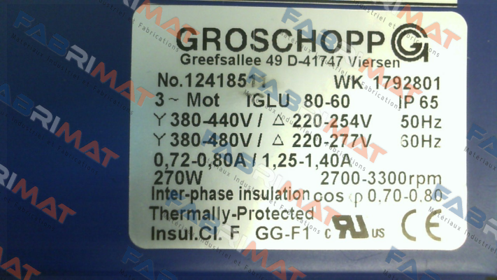 Type: IGLU 80-60 / IP65 Groschopp