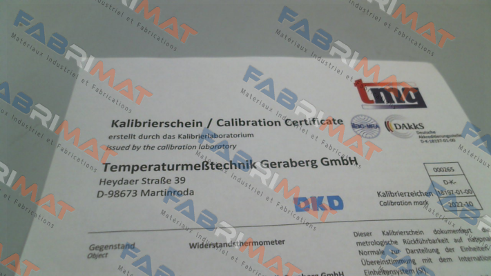 8000282 DAkkS - Calibration Certificate TMG GERABERG