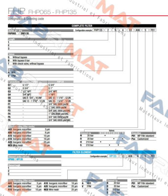 FHP-135-1-B-A-G1-M25-N-P01 MP Filtri