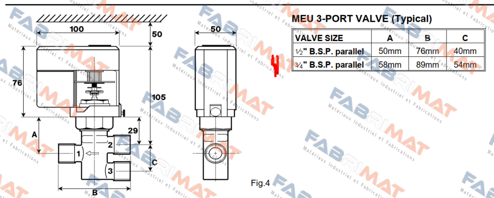 MEU 3-Port Valve ¾“ B.S.P. parallel Satchwell