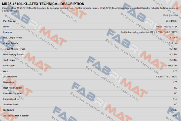 2051478364 / MR25-13100-KL-ATEX Desoutter